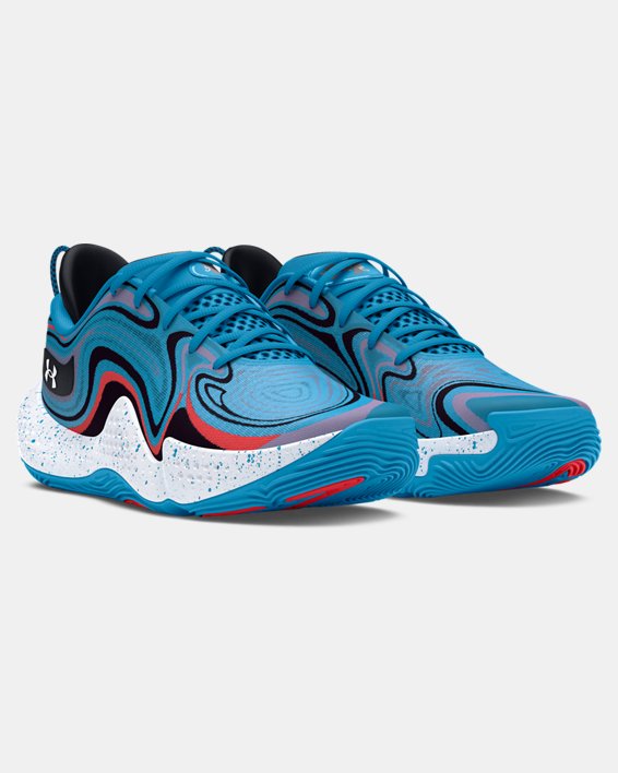 Unisex UA Spawn 6 Basketball Shoes, Blue, pdpMainDesktop image number 3